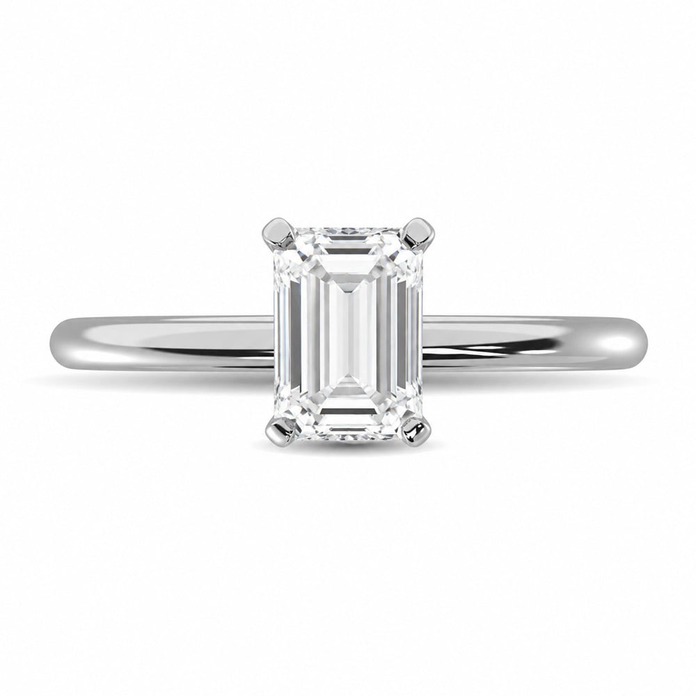 14K White Gold Lab Grown Diamond 1 1/2 Ct.Tw. IGI Certified Emerald Shape Solitaire (Available from 1CT to 7CT)