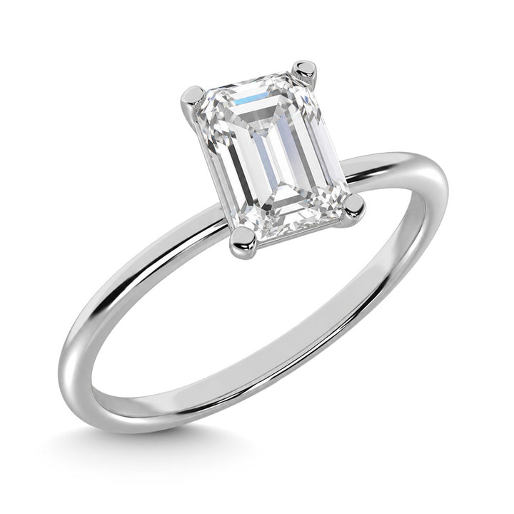 14K White Gold Lab Grown Diamond 1 1/2 Ct.Tw. IGI Certified Emerald Shape Solitaire (Available from 1CT to 7CT)
