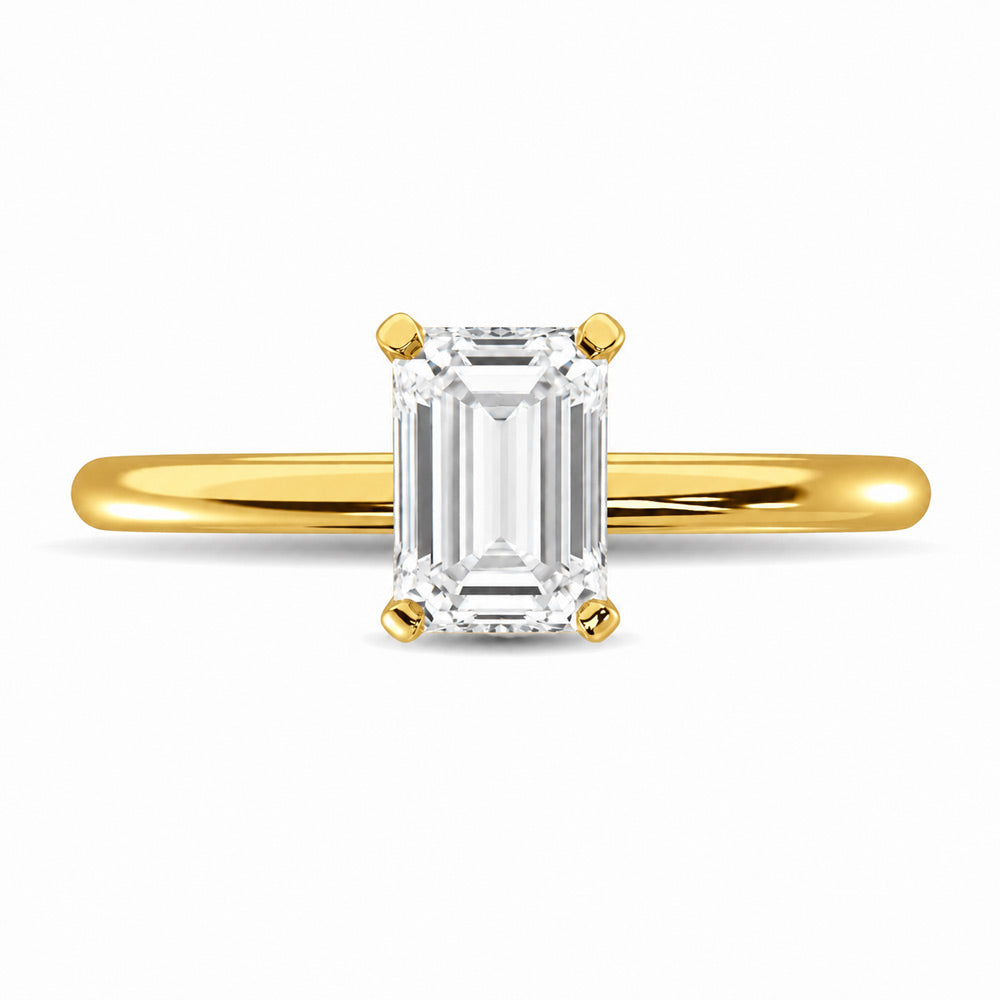 14K Yellow Gold Lab Grown Diamond 1 1/2 Ct.Tw. IGI Certified Emerald Shape Solitaire (Available from 1CT to 7CT)