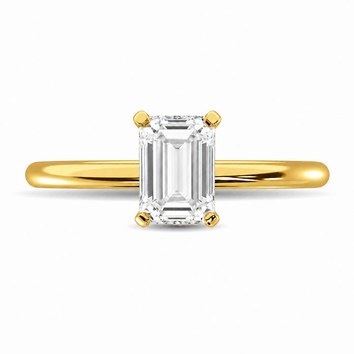 14K Yellow Gold Lab Grown Diamond 1 1/2 Ct.Tw. IGI Certified Emerald Shape Solitaire (Available from 1CT to 7CT)