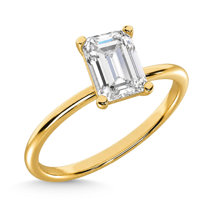 14K Yellow Gold Lab Grown Diamond 1 1/2 Ct.Tw. IGI Certified Emerald Shape Solitaire (Available from 1CT to 7CT)