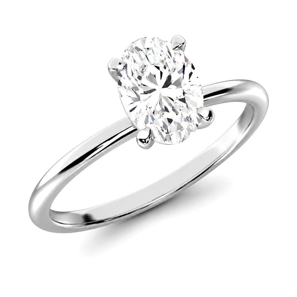 14K White Gold Lab Grown Diamond 1 1/2 Ct.Tw. IGI Certified Oval Shape Solitaire (Available from 1CT to 7CT)