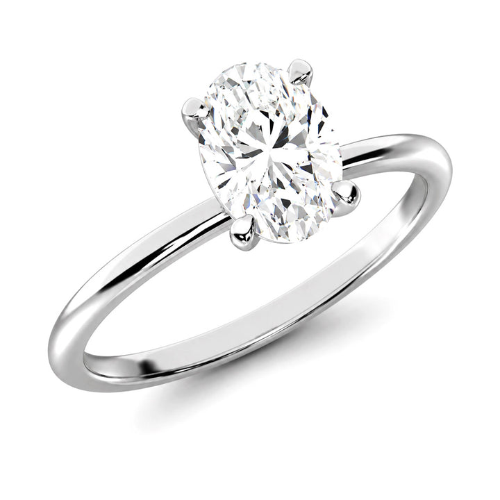 14K White Gold Lab Grown Diamond 1 1/2 Ct.Tw. IGI Certified Oval Shape Solitaire (Available from 1CT to 7CT)