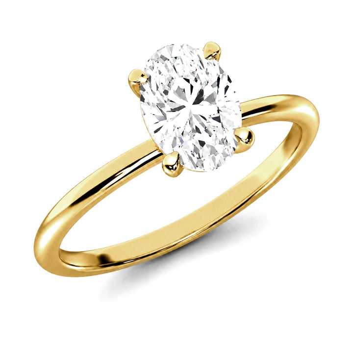 14K Yellow Gold Lab Grown Diamond 1 1/2 Ct.Tw. IGI Certified Oval Shape Solitaire (Available from 1CT to 7CT)