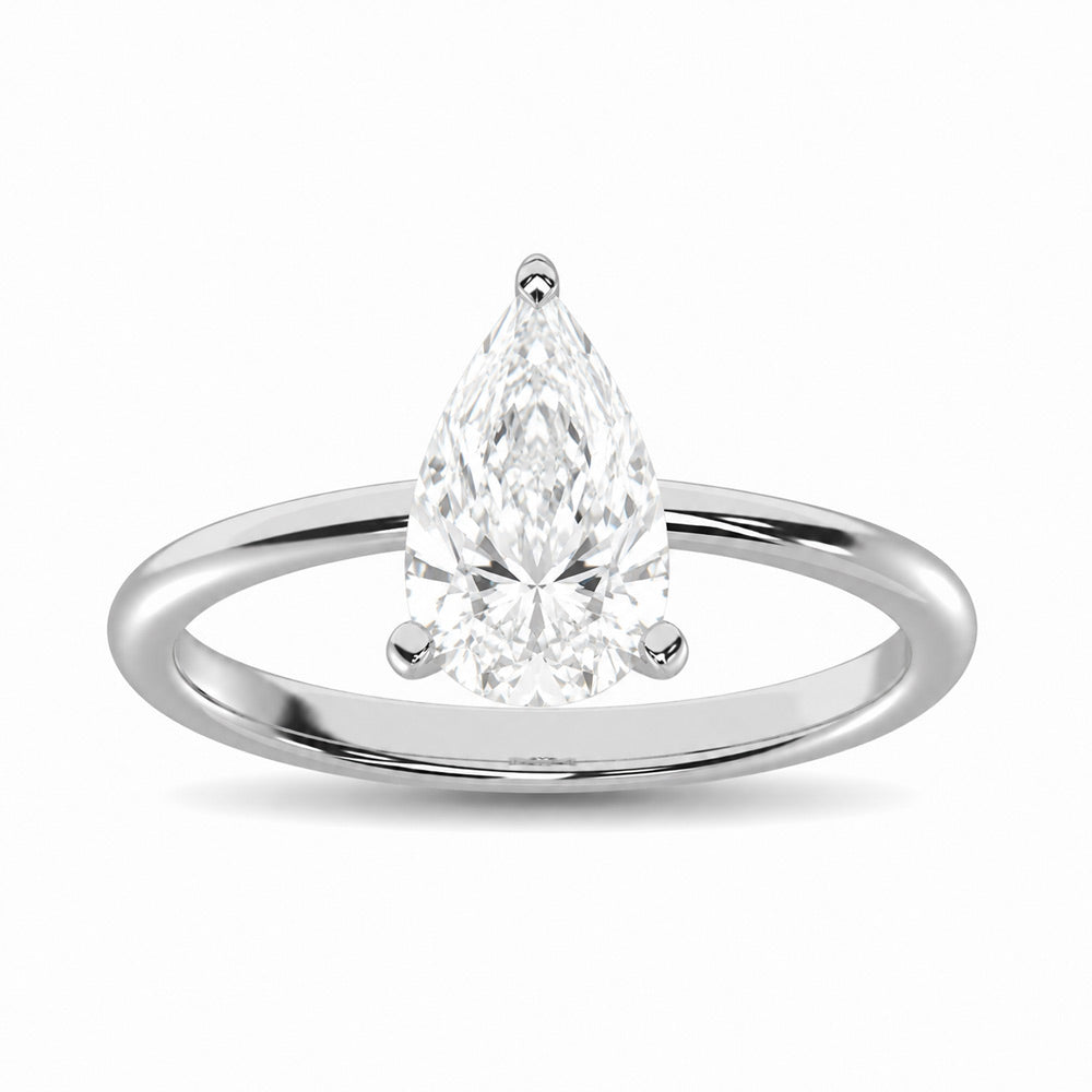 14K White Gold Lab Grown Diamond 1 1/2 Ct.Tw. IGI Certified Pear Shape Solitaire (Available from 1CT to 7CT)