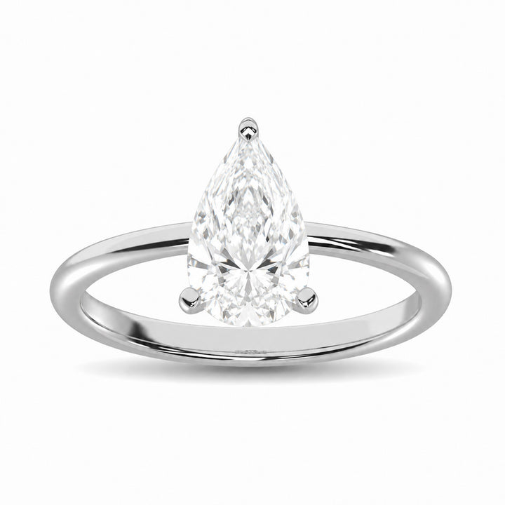 14K White Gold Lab Grown Diamond 1 1/2 Ct.Tw. IGI Certified Pear Shape Solitaire (Available from 1CT to 7CT)