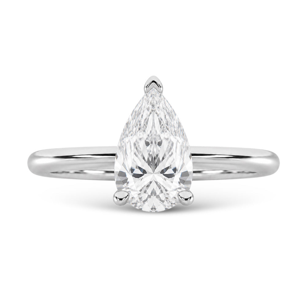 14K White Gold Lab Grown Diamond 1 1/2 Ct.Tw. IGI Certified Pear Shape Solitaire (Available from 1CT to 7CT)