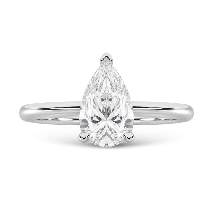 14K White Gold Lab Grown Diamond 1 1/2 Ct.Tw. IGI Certified Pear Shape Solitaire (Available from 1CT to 7CT)