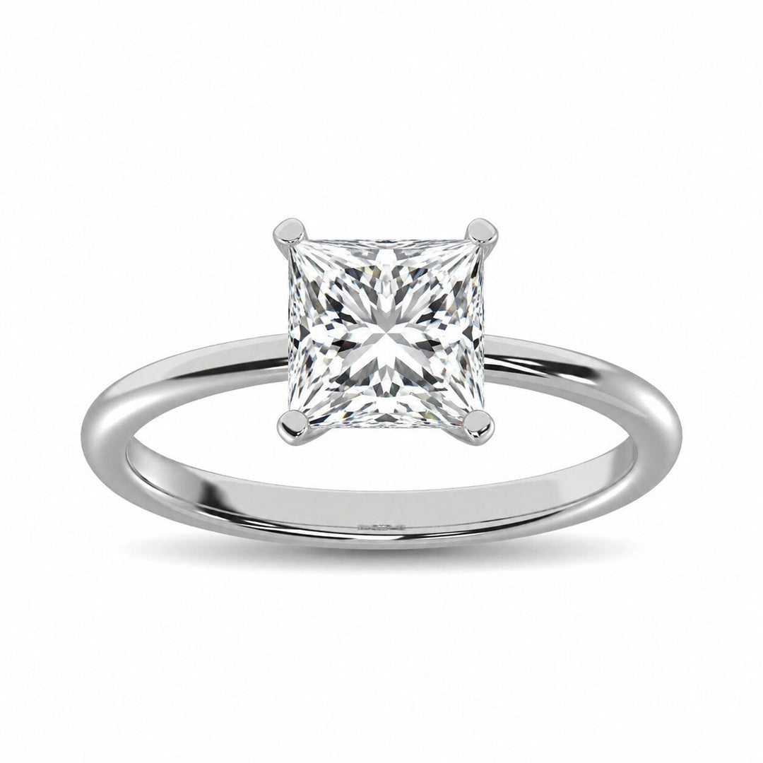 14K White Gold Lab Grown Diamond 1 1/2 Ct.Tw. IGI Certified Princess Shape Solitaire (Available from 1CT to 7CT)