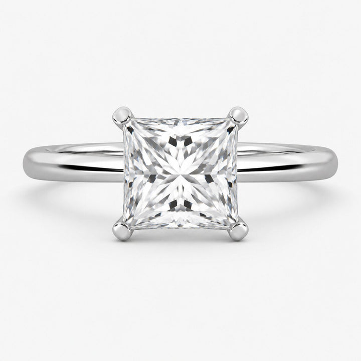 14K White Gold Lab Grown Diamond 1 1/2 Ct.Tw. IGI Certified Princess Shape Solitaire (Available from 1CT to 7CT)