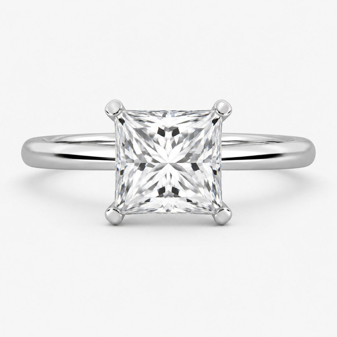 14K White Gold Lab Grown Diamond 1 1/2 Ct.Tw. IGI Certified Princess Shape Solitaire (Available from 1CT to 7CT)