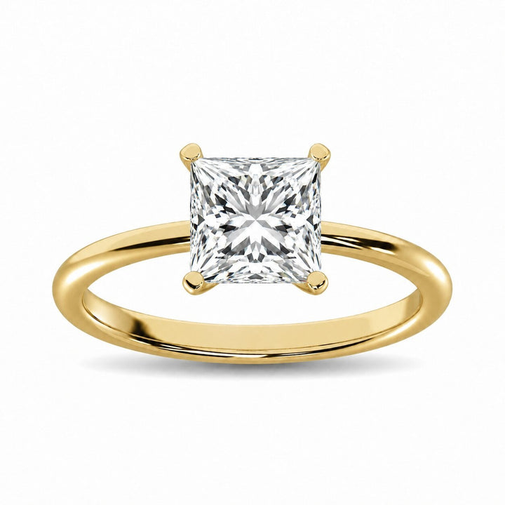 14K Yellow Gold Lab Grown Diamond 1 1/2 Ct.Tw. IGI Certified Princess Shape Solitaire (Available from 1CT to 7CT)