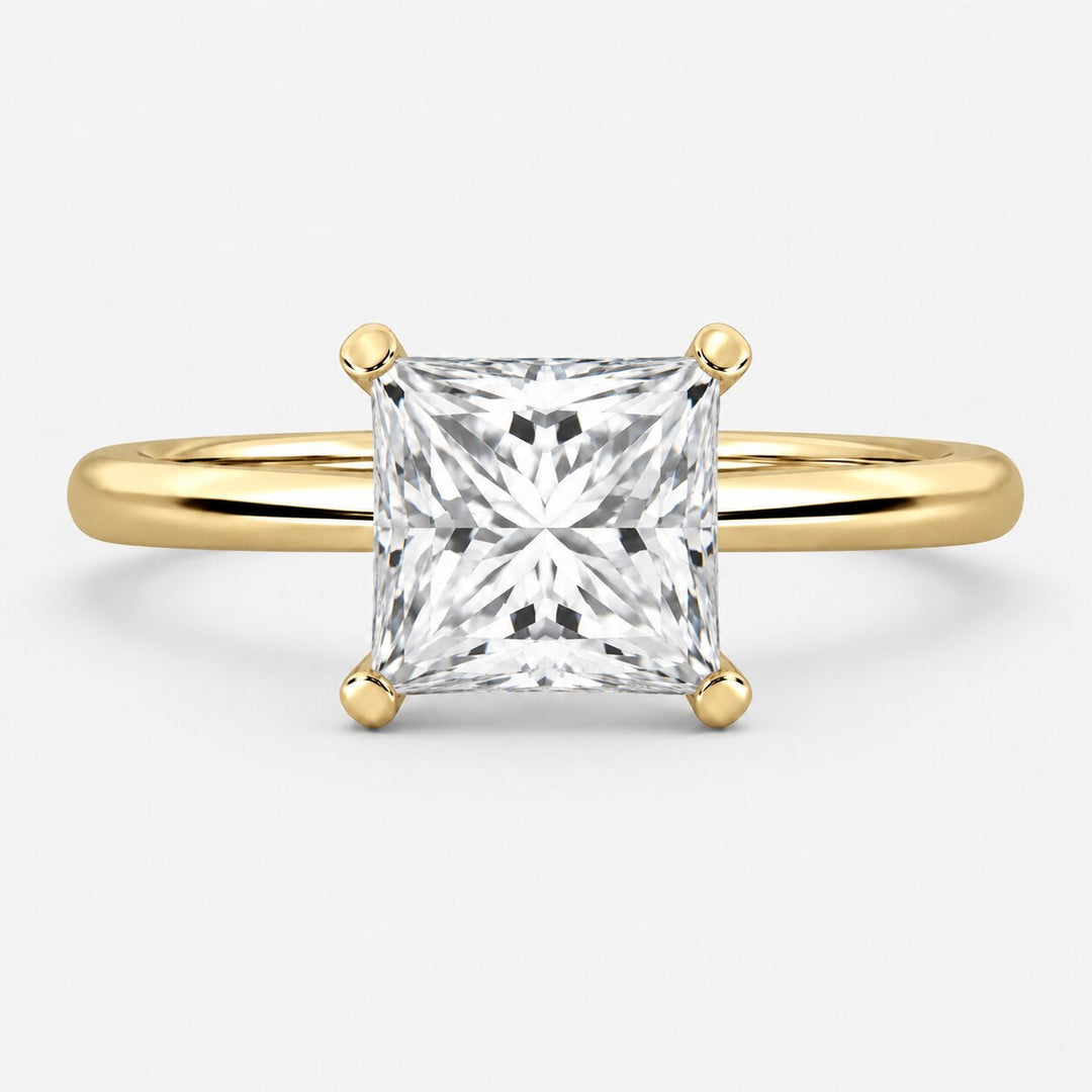 14K Yellow Gold Lab Grown Diamond 1 1/2 Ct.Tw. IGI Certified Princess Shape Solitaire (Available from 1CT to 7CT)