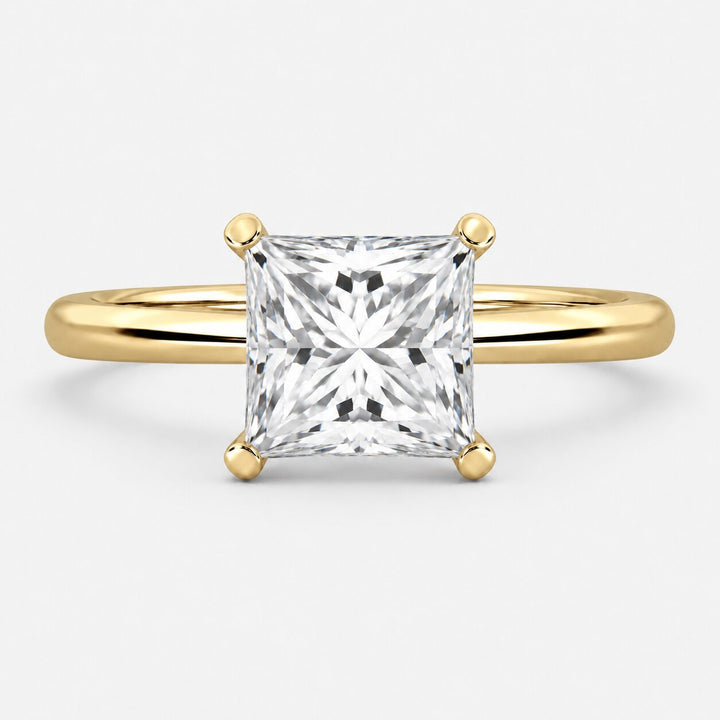 14K Yellow Gold Lab Grown Diamond 1 1/2 Ct.Tw. IGI Certified Princess Shape Solitaire (Available from 1CT to 7CT)