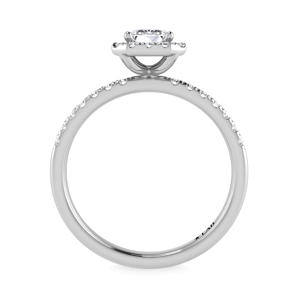 14K White Gold Lab Grown Diamond  1 1/4 Ct.Tw. IGI Certified Emerald Shape Halo Engagement Ring (IGI Certified Center 1ct)