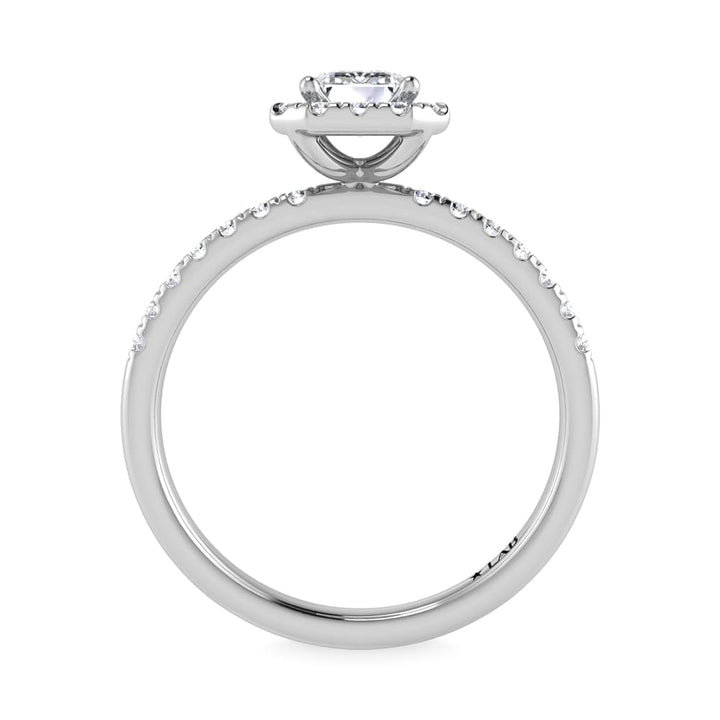 14K White Gold Lab Grown Diamond  1 1/4 Ct.Tw. IGI Certified Emerald Shape Halo Engagement Ring (IGI Certified Center 1ct)