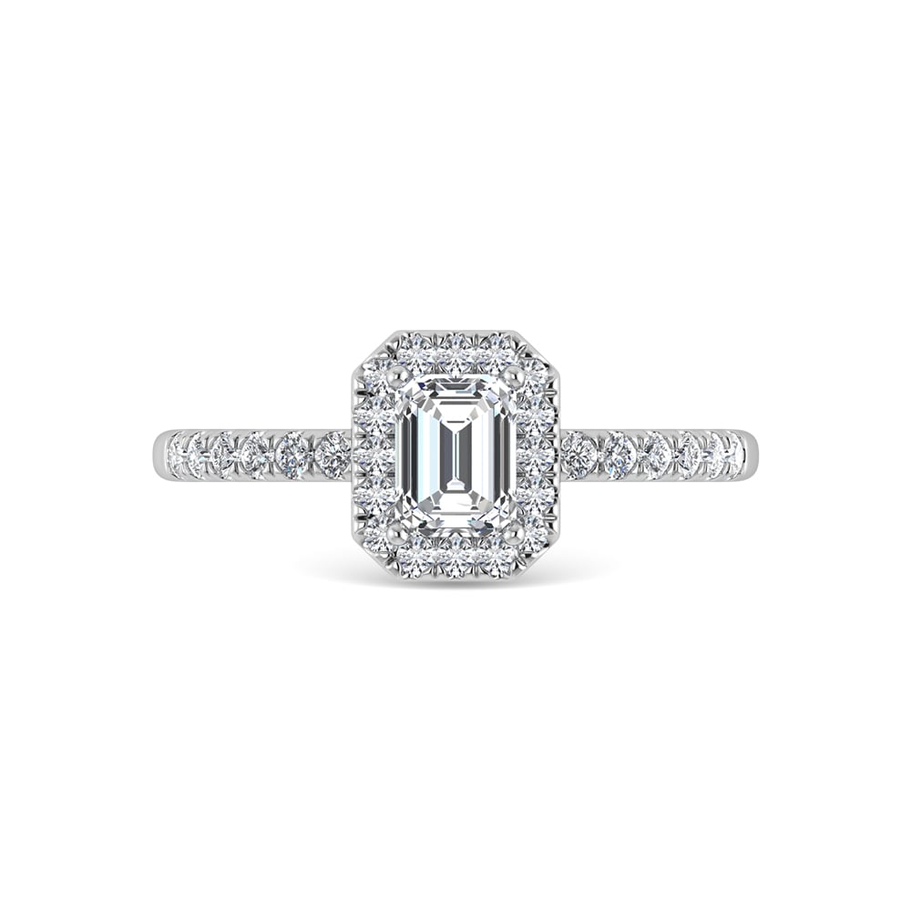14K White Gold Lab Grown Diamond  2 1/4 Ct.Tw. Emerald Shape Halo Engagement Ring  (IGI Certified Center 2ct)