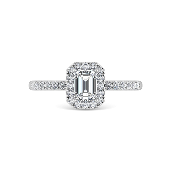 14K White Gold Lab Grown Diamond  3 1/3 Ct.Tw. IGI Certified Emerald Shape Halo Engagement Ring (IGI Certified Center 3ct)