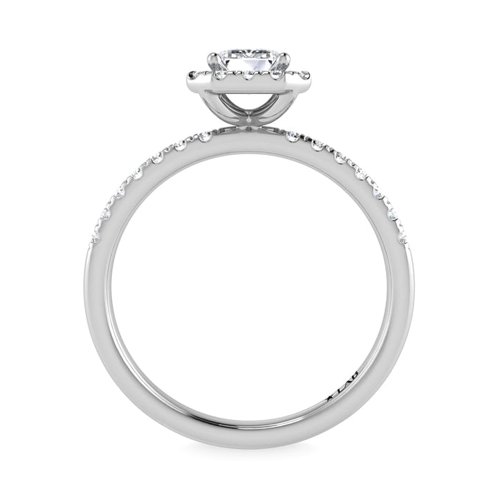 14K White Gold Lab Grown Diamond  4 1/3 Ct.Tw. Emerald Shape Halo Engagement Ring (IGI Certified Center 4ct)