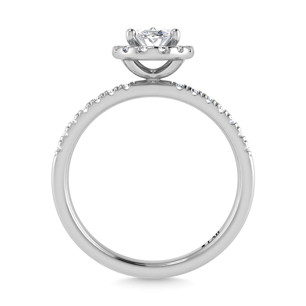 14K White Gold Lab Grown Diamond  1 1/4 Ct.Tw. IGI Certified Oval Shape Halo Engagement Ring (IGI Certified Center 1ct)