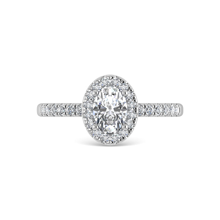 14K White Gold Lab Grown Diamond  2 1/4 Ct.Tw. Oval Shape Halo Engagement Ring  (IGI Certified Center 2ct)