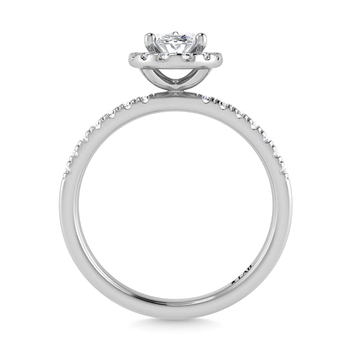 14K White Gold Lab Grown Diamond  2 1/4 Ct.Tw. Oval Shape Halo Engagement Ring  (IGI Certified Center 2ct)