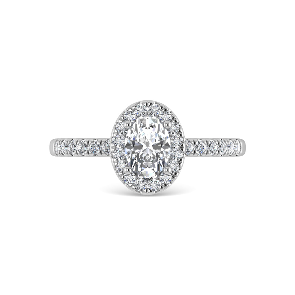 14K White Gold Lab Grown Diamond  4 1/3 Ct.Tw. Oval Shape Halo Engagement Ring (IGI Certified Center 4ct)