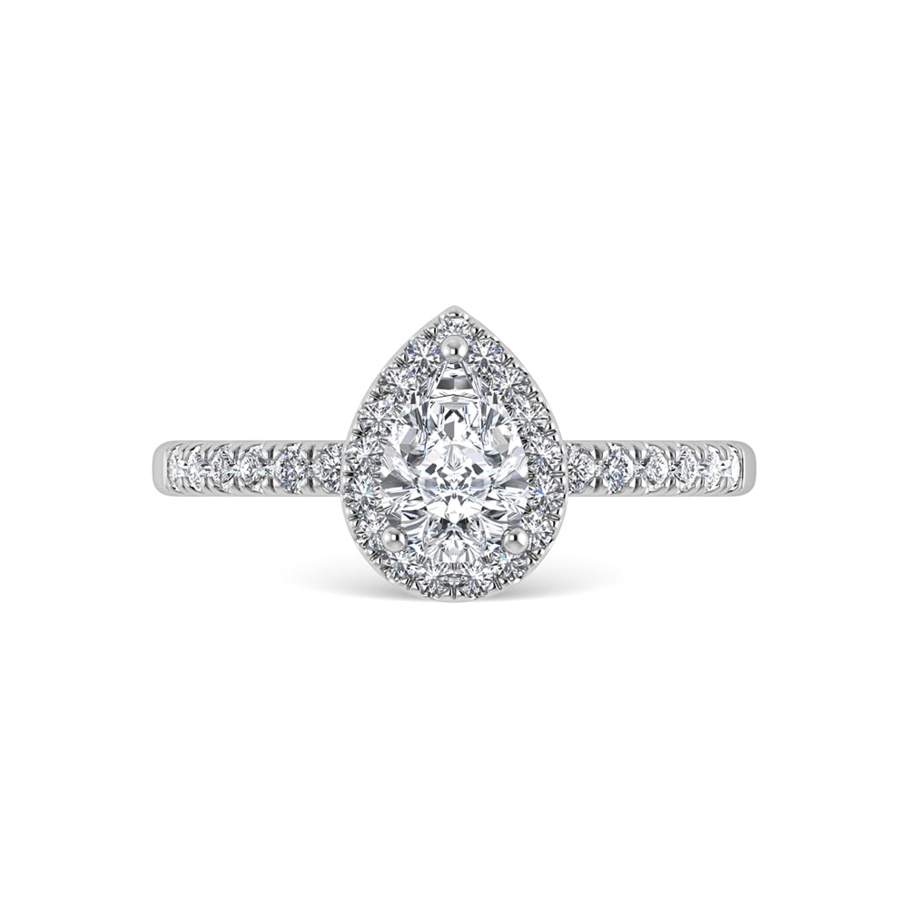 14K White Gold Lab Grown Diamond  1 3/4 Ct.Tw. IGI Certified Pear Shape Halo Engagement Ring (IGI Certified Center 1 1/2ct)