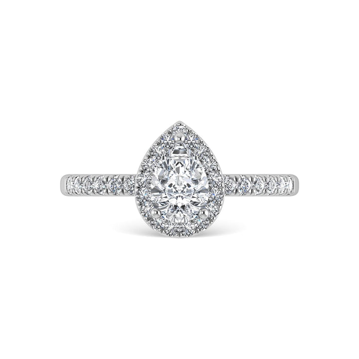 14K White Gold Lab Grown Diamond  3 1/3 Ct.Tw. IGI Certified Pear Shape Halo Engagement Ring (IGI Certified Center 3ct)