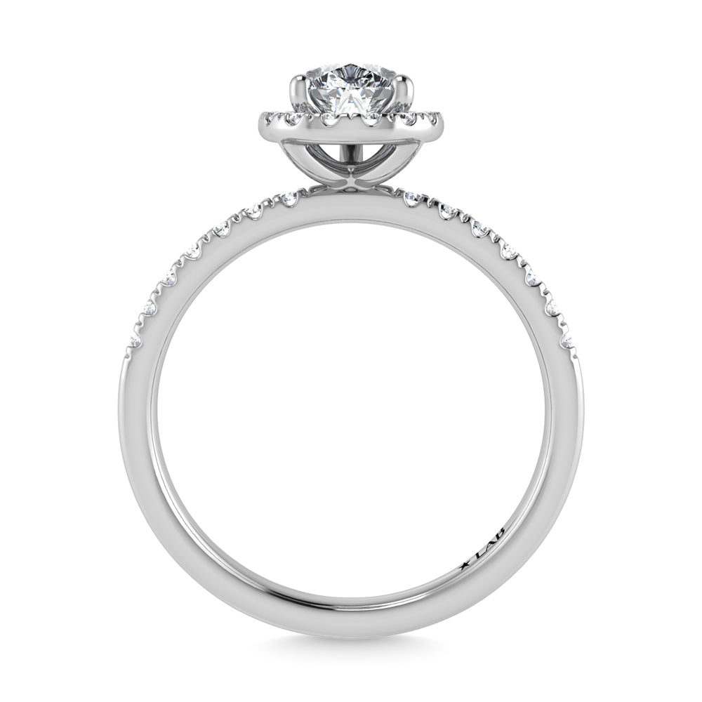 14K White Gold Lab Grown Diamond  4 1/3 Ct.Tw. Shank Pear Shape Halo Engagement Ring (IGI Certified Center 4ct)