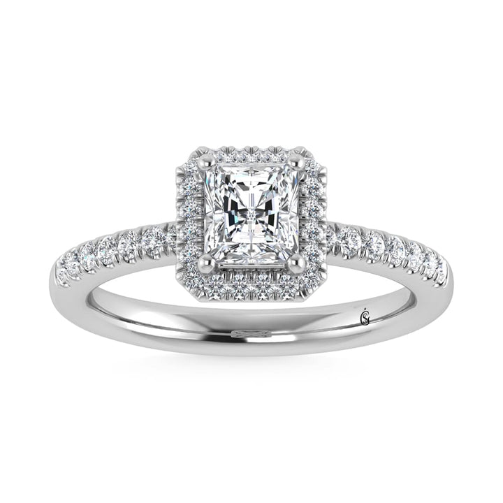 14K White Gold Lab Grown Diamond 1 1/4 Ct.Tw. Radiant Shape Halo Engagement Ring (IGI Certfied Center 1 ct)