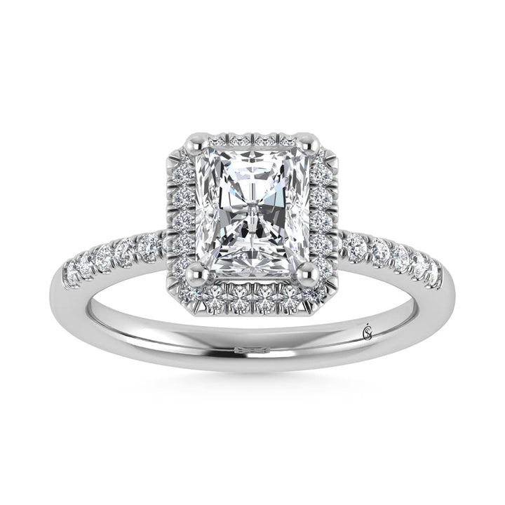 14K White Gold Lab Grown Diamond 1 3/4 Ct.Tw. Radiant Shape Halo Engagement Ring  (IGI Certfied Center 1 1/2 ct)