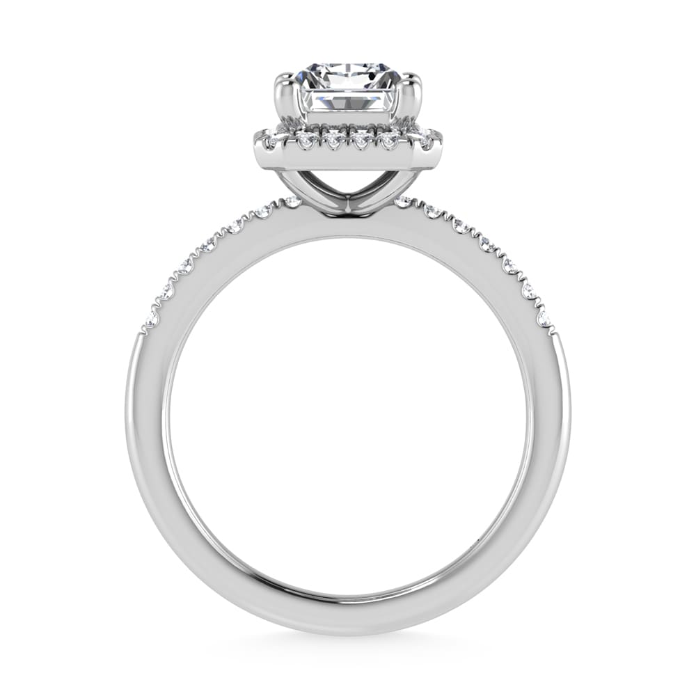 14K White Gold Lab Grown Diamond 1 3/4 Ct.Tw. Radiant Shape Halo Engagement Ring  (IGI Certfied Center 1 1/2 ct)