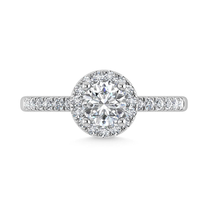 14K White Gold Lab Grown Diamond  2 1/4 Ct.Tw. Round Shape Halo Engagement Ring  (IGI Certified Center 2ct)