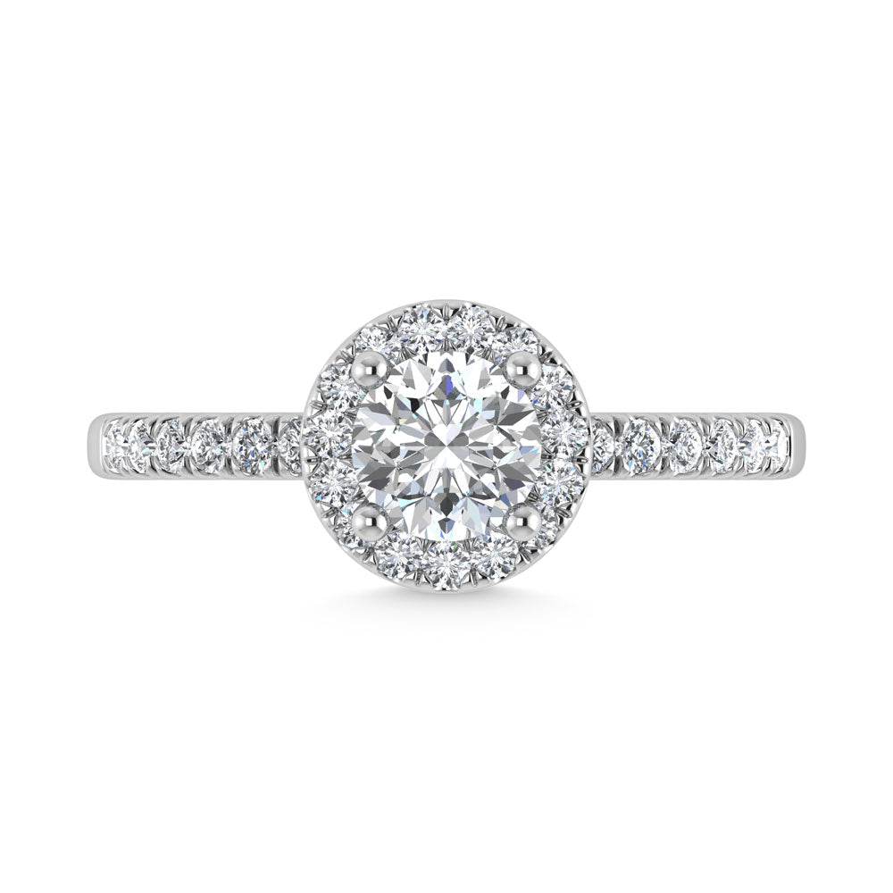 14K White Gold Lab Grown Diamond  4 1/3 Ct.Tw. IGI Certified Round Shape Halo Engagement Ring  (IGI Certified Center 4ct)