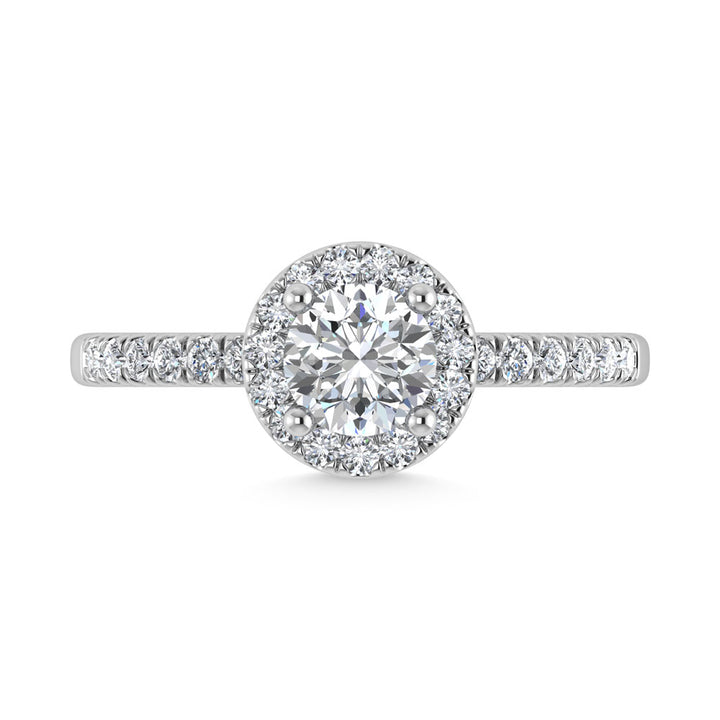 14K White Gold Lab Grown Diamond  4 1/3 Ct.Tw. IGI Certified Round Shape Halo Engagement Ring  (IGI Certified Center 4ct)