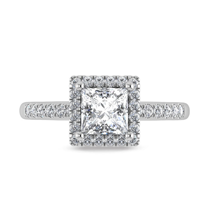 14K White Gold Princess Cut Lab Grown Diamond 1 1/4 ct.tw. Halo Engagement Ring (IGI Certified Center 1ct)