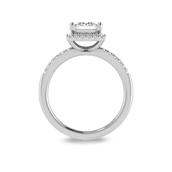 14K White Gold Princess Cut Lab Grown Diamond 1 3/4 ct.tw. Halo Engagement Ring (IGI Certified Center 1 1/2ct)