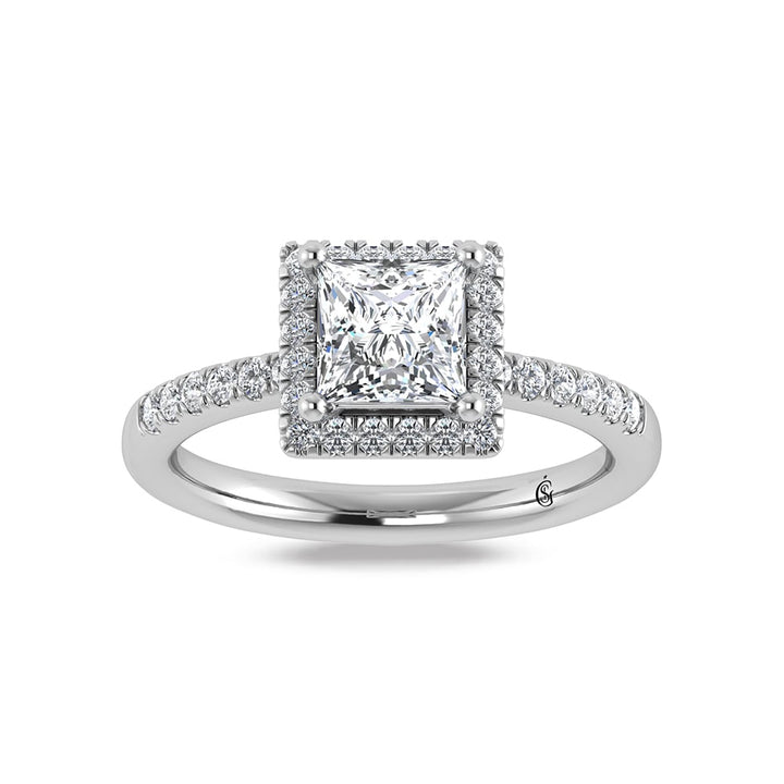 14K White Gold Princess Cut Lab Grown Diamond 3 3/8 ct.tw. Halo Engagement Ring (IGI Certified Center 3ct)