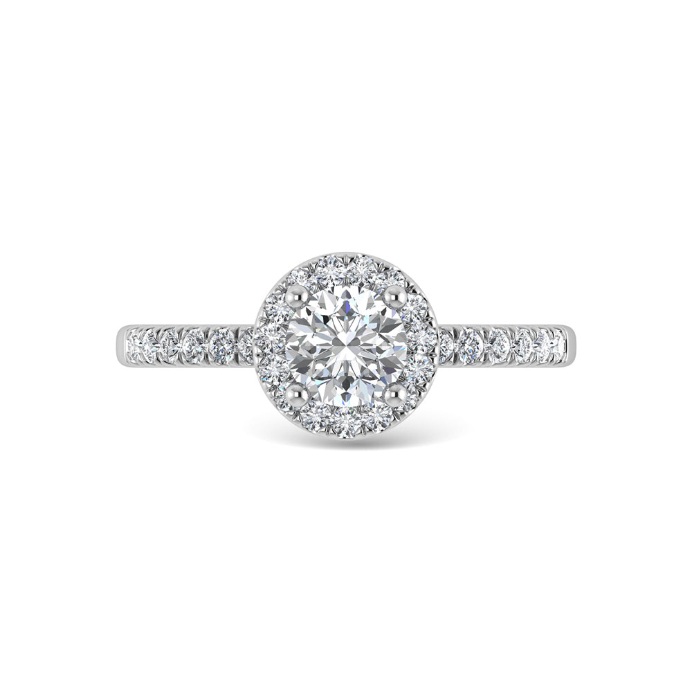 14K White Gold Lab Grown Diamond  1 1/4 Ct.Tw. Shank Round Shape Halo Engagement Ring (IGI Certified Center 1ct)
