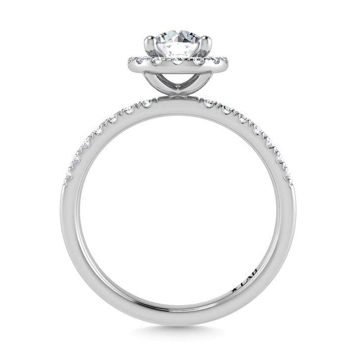 14K White Gold Lab Grown Diamond  1 1/4 Ct.Tw. Shank Round Shape Halo Engagement Ring (IGI Certified Center 1ct)