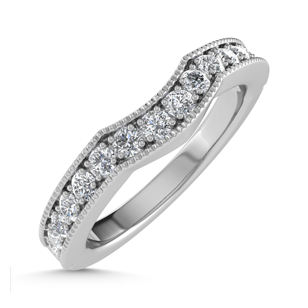 14K White Gold Lab Grown Diamond 1/2 Ct.Tw. Channel Set Curve Wedding Band