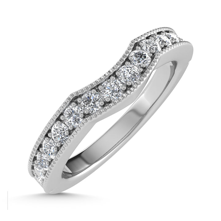 14K White Gold Lab Grown Diamond 1/2 Ct.Tw. Channel Set Curve Wedding Band