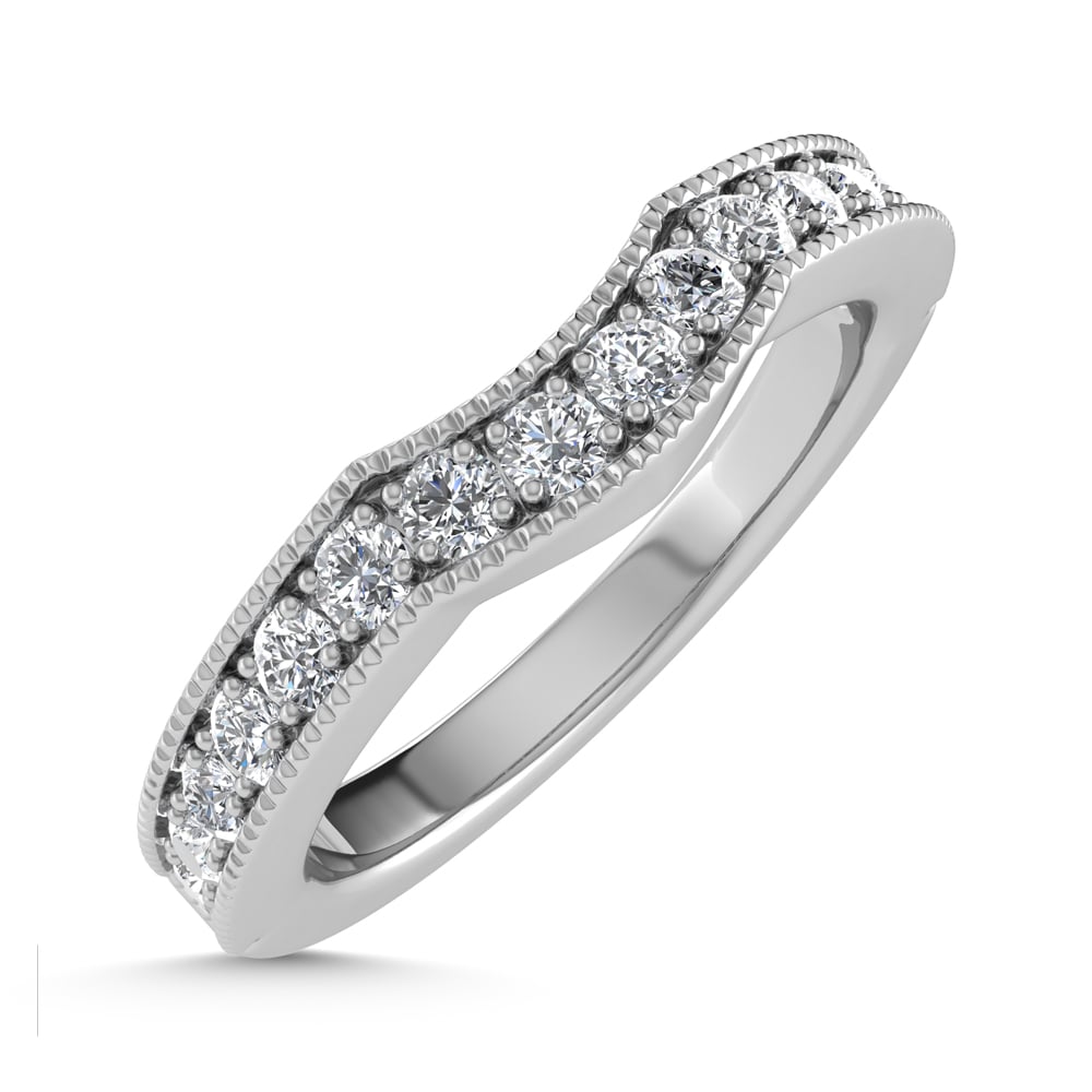 14K White Gold Lab Grown Diamond 1/2 Ct.Tw. Channel Set Curve Wedding Band