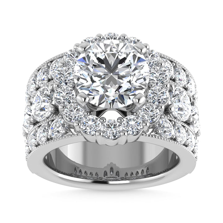 14K  White Gold Lab Grown Diamond 6 Ct.Tw.( 3 ct Center) Engagement Ring