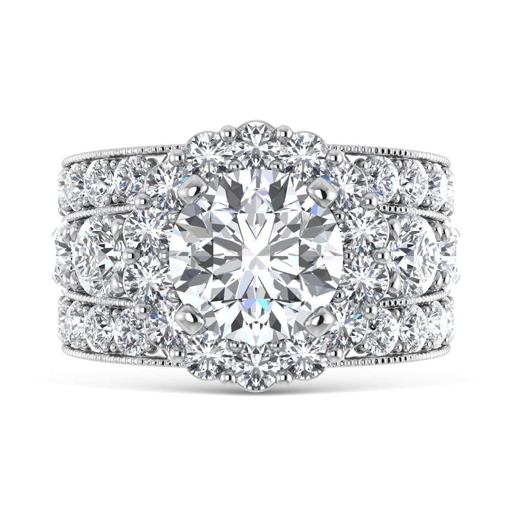 14K  White Gold Lab Grown Diamond 6 Ct.Tw.( 3 ct Center) Engagement Ring