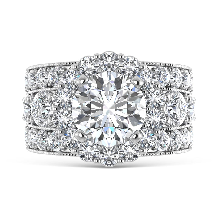 14K  White Gold Lab Grown Diamond 6 Ct.Tw.( 3 ct Center) Engagement Ring