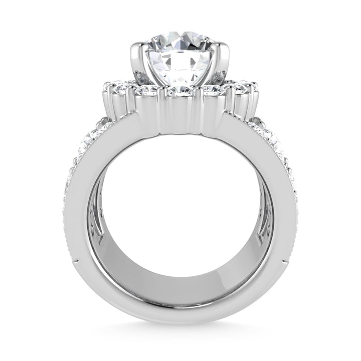14K  White Gold Lab Grown Diamond 6 Ct.Tw.( 3 ct Center) Engagement Ring