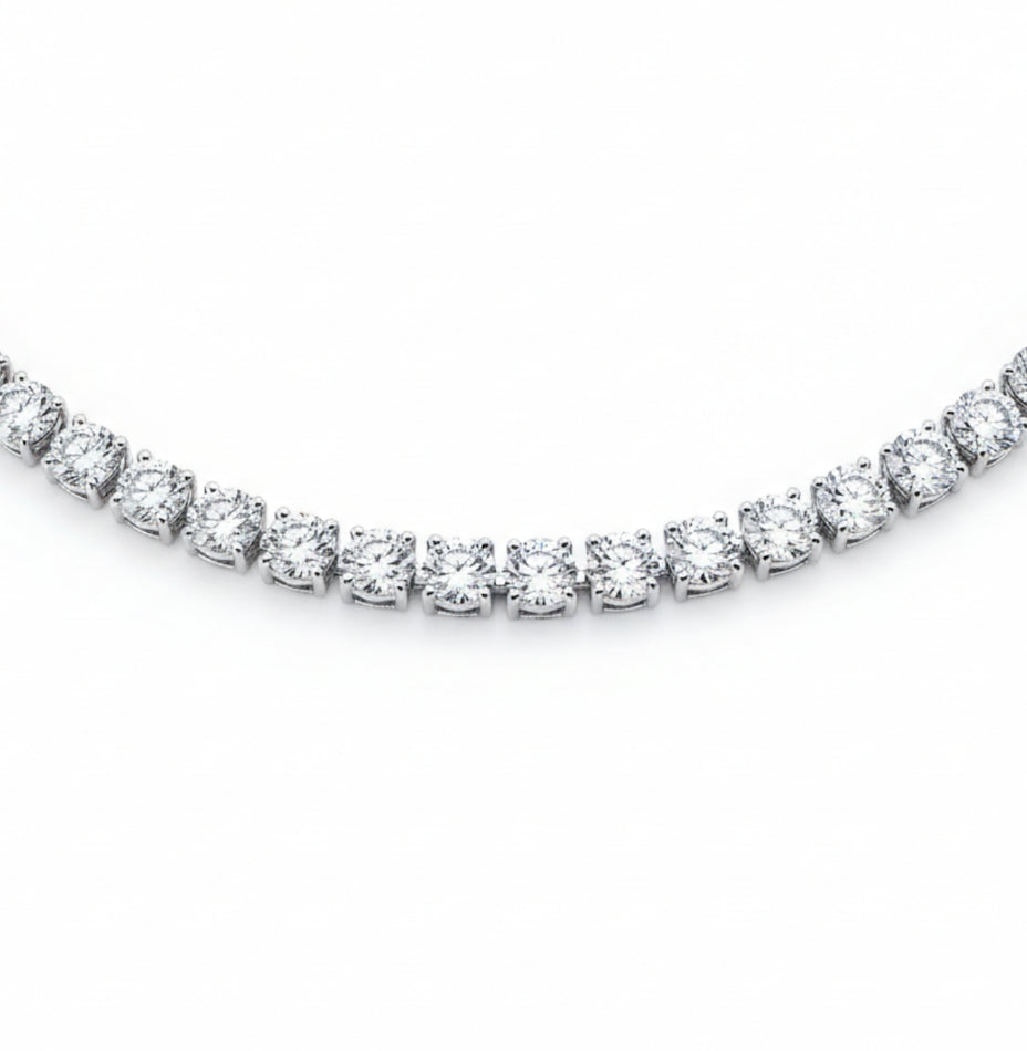 14K White Gold Lab Grown Diamond 15 Ct.Tw. Tennies Necklace 17