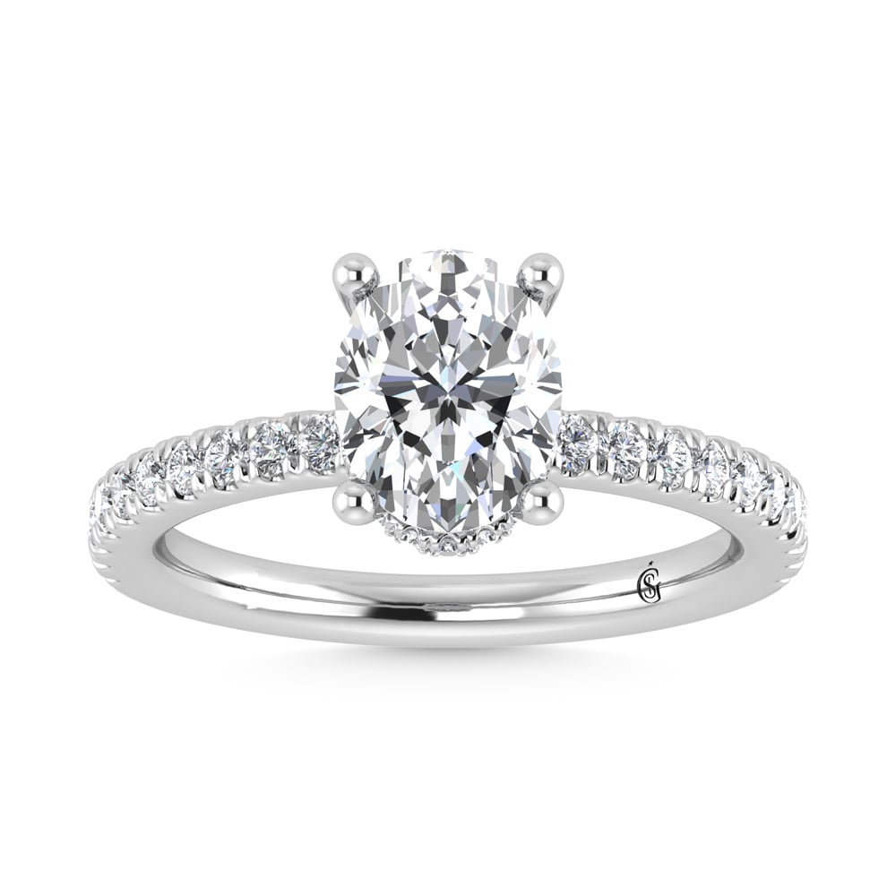 14K White Gold Lab Grown Diamond 2 3/8 Ct.Tw. Hidden Halo Engagement Ring (IGI Certified Center 2ct)
